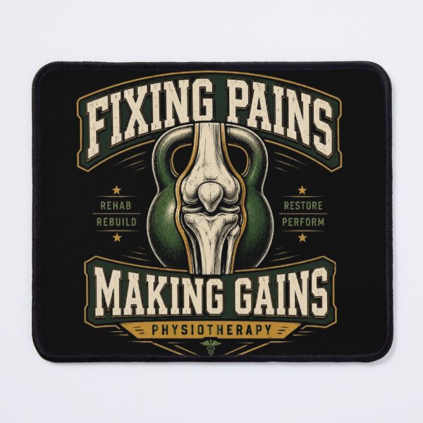 Item preview, Fixing Pains Making Gains Physiotherapy Retro Gym Rehab Therapist Design designed and sold by TulipsArtDesigns .
