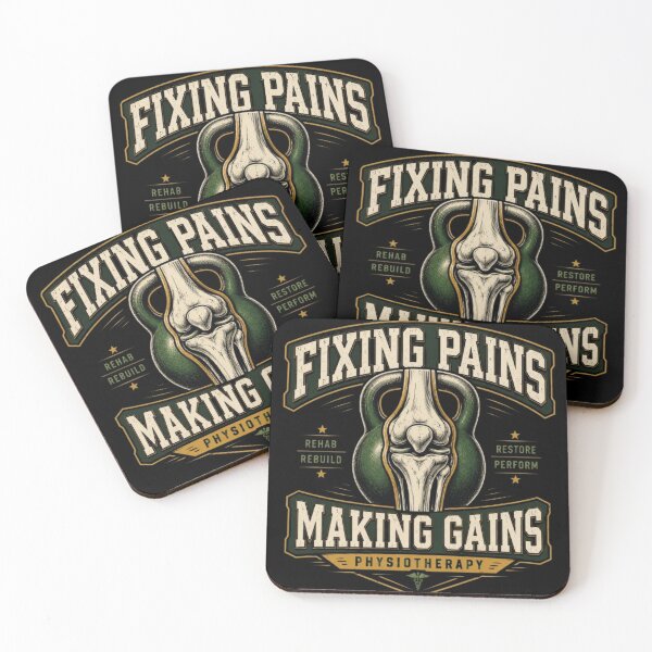 Item preview, Fixing Pains Making Gains Physiotherapy Retro Gym Rehab Therapist Design designed and sold by TulipsArtDesigns .