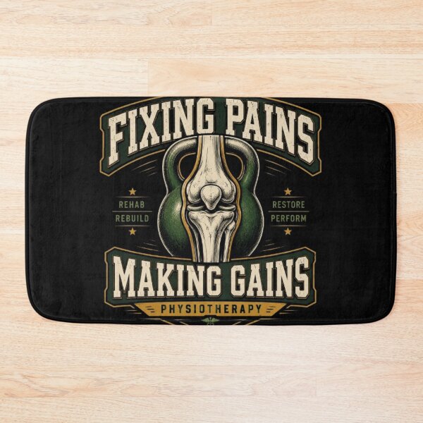 Item preview, Fixing Pains Making Gains Physiotherapy Retro Gym Rehab Therapist Design designed and sold by TulipsArtDesigns .