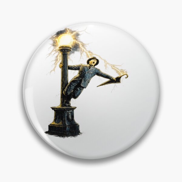 Item preview, Lightning Strike Street Lamp Vintage Rain Illustration designed and sold by ArcadeLens Studio.