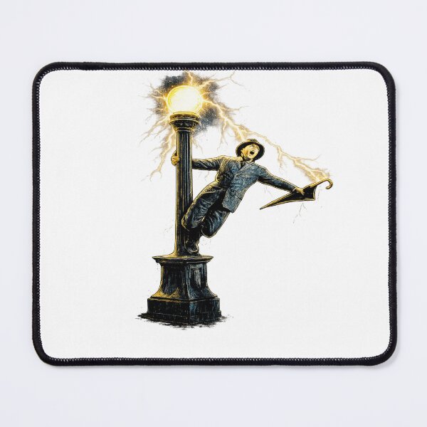 Aperçu de l'œuvre Lightning Strike Street Lamp Vintage Rain Illustration créée et vendue par ArcadeLens Studio.
