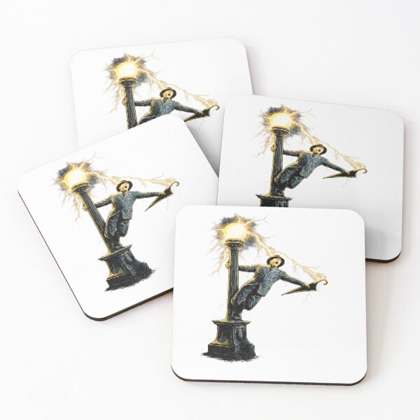 Item preview, Lightning Strike Street Lamp Vintage Rain Illustration designed and sold by ArcadeLens Studio.