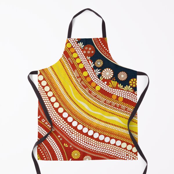 Item preview, Aboriginal Dot Painting Bedding Set Running Water Plants Red Yellow designed and sold by AboriginalartVI.