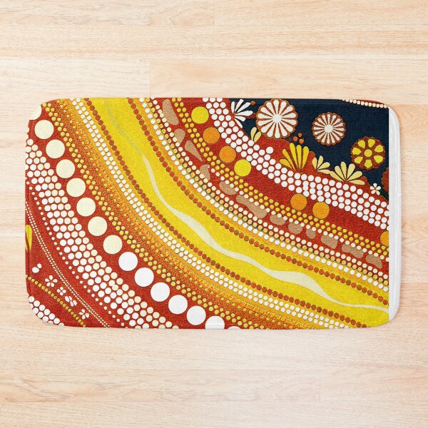 Item preview, Aboriginal Dot Painting Bedding Set Running Water Plants Red Yellow designed and sold by AboriginalartVI.