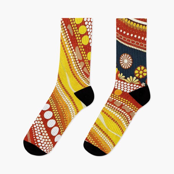 Item preview, Aboriginal Dot Painting Bedding Set Running Water Plants Red Yellow designed and sold by AboriginalartVI.