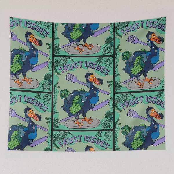 Item preview, ‘Trust Issues’ Bright and Bold Acrylic Dodo Painting designed and sold by FoulfaeriePrint.