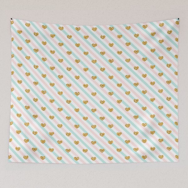 Item preview, Gold Hearts & Blush Pink, Baby Blue Stripes  designed and sold by newburyboutique.
