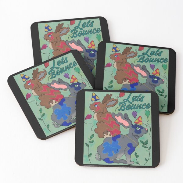 Item preview, ‘Let’s Bounce’ Bright and Bold Acrylic Rabbit Painting designed and sold by FoulfaeriePrint.