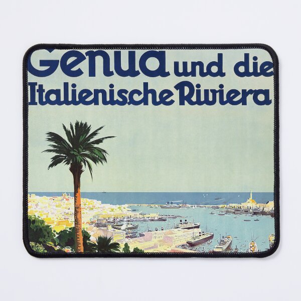 Item preview, Vintage Italian Riviera Travel Poster | Art Deco Style | Genoa Harbor Scene | Early 20th Century Tourism Art Print | ENIT Design designed and sold by artofuniverse.