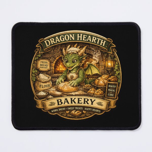 Item preview, Dragon Hearth Bakery Shirt | Cute Dragon Baker | Fantasy Bread Shop | Cottagecore Baking Gift designed and sold by MrDev.