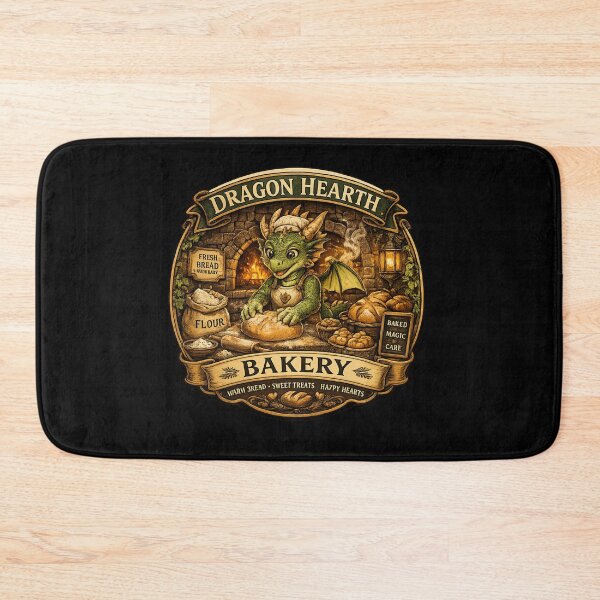 Item preview, Dragon Hearth Bakery Shirt | Cute Dragon Baker | Fantasy Bread Shop | Cottagecore Baking Gift designed and sold by MrDev.