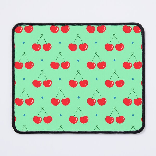 Item preview, Kawaii Cherry Hearts Seamless Green Polka Dot Pattern designed and sold by Sugarflumpairy2.