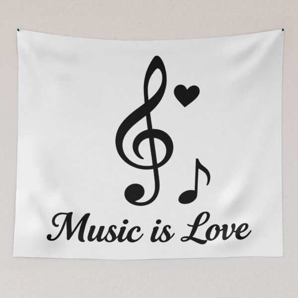 Item preview, Music Is Love – Minimal Black and White Musical Design designed and sold by Joyfulfabric.