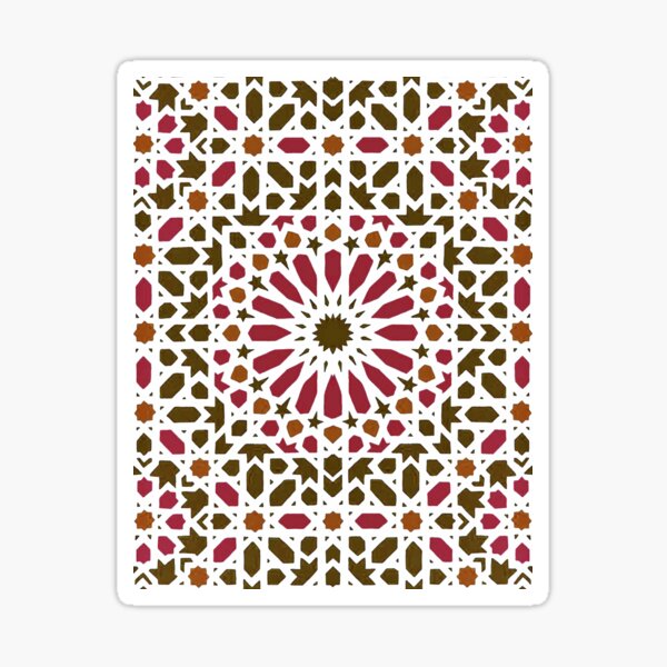 Red Traditional Moroccan Zellij Artwork. Sticker