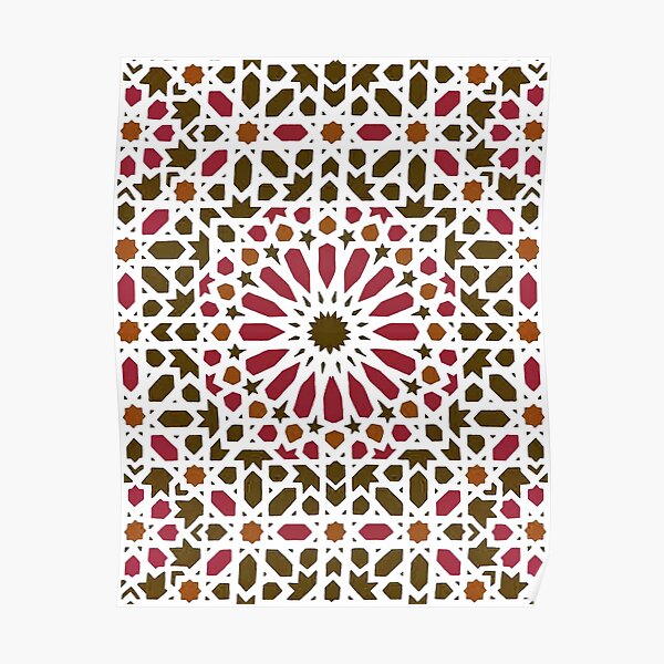 Red Traditional Moroccan Zellij Artwork. Poster