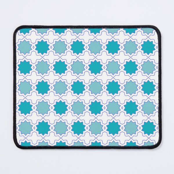 Item preview, Seamless Islamic geometric pattern with blue floral star motifs, interlocking ornamental outlines. designed and sold by S4Graphics.