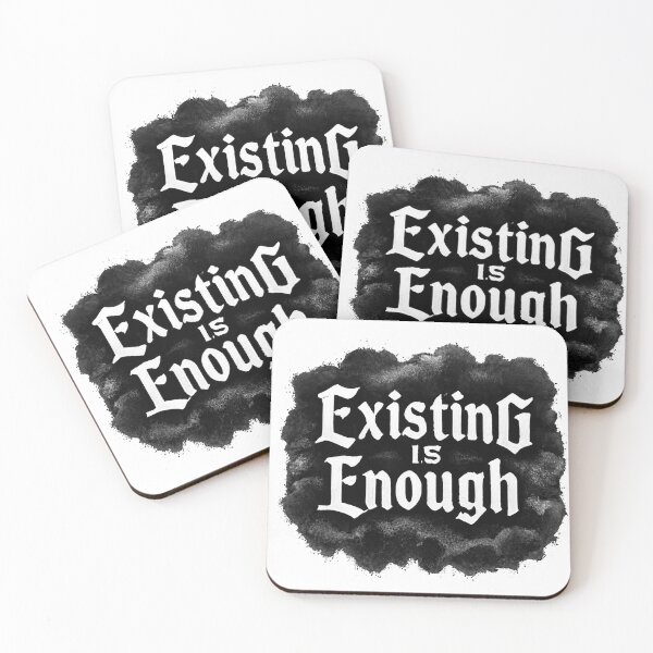 Item preview, Existing Is Enough Gothic Quote Sticker | Self Love & Mental Wellness Design designed and sold by echoartstd.