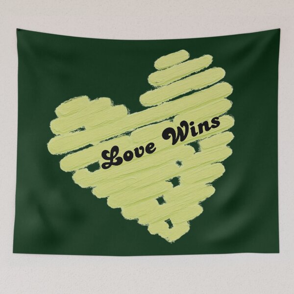 Item preview, Love Wins – Lime Green Hand Painted Heart | Minimalist Typography designed and sold by VariusDesigns.