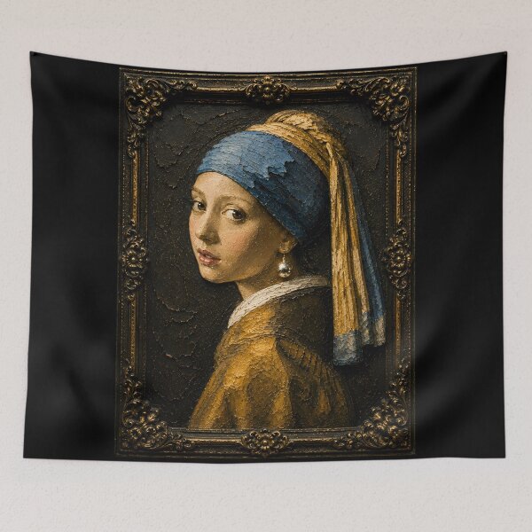Item preview, Girl with a Pearl Earring Relief Frame Edition - Vintage Museum Wall Art designed and sold by ManJiangHong.