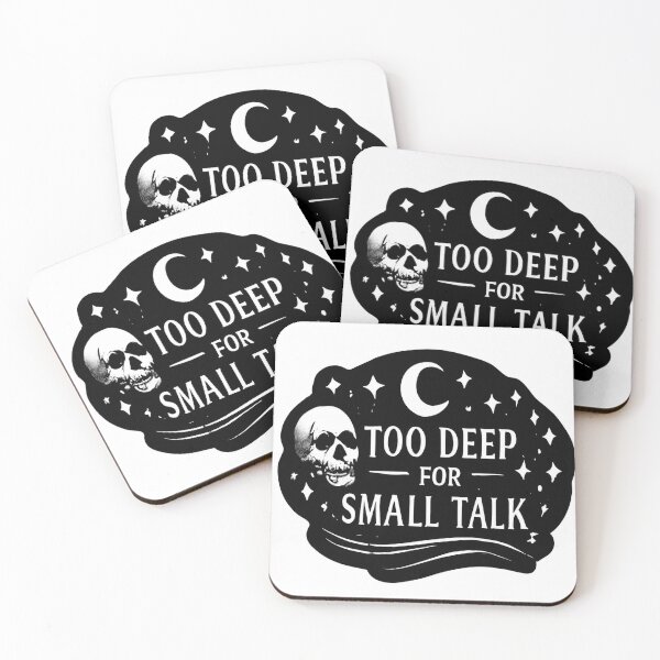 Item preview, Too Deep For Small Talk Gothic Skull Sticker | Dark Aesthetic Moon & Stars Quote Design designed and sold by echoartstd.