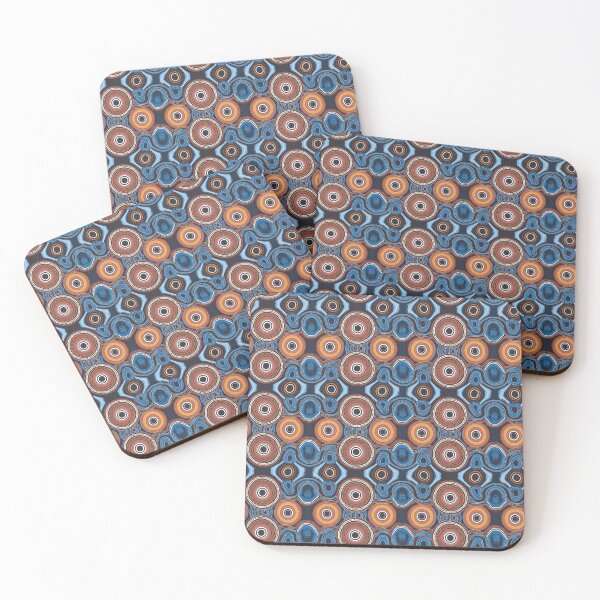 Item preview, Aboriginal Dot Painting Bedding Set Running Water Pattern Blue Rarrk designed and sold by AboriginalartVI.