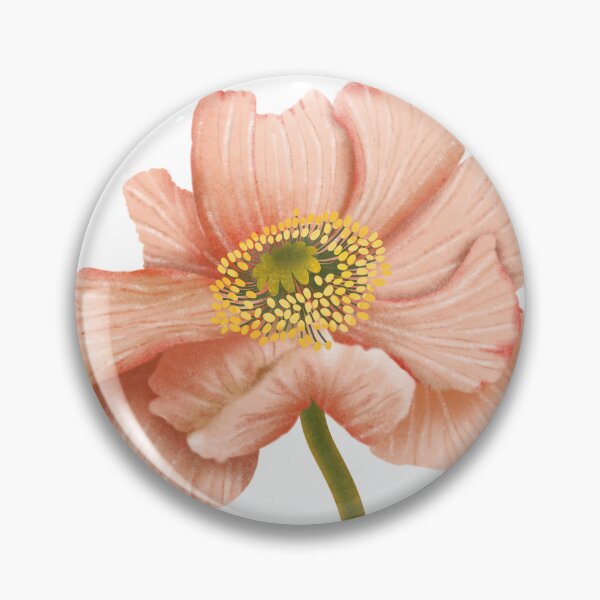 Item preview, A vibrant yet delicate print featuring a single peach-pink poppy flower on a gracefully curved stem. The light watercolor style is perfect for modern or vintage interiors. designed and sold by Grin Katalina Floral Patterns & Cozy Art.