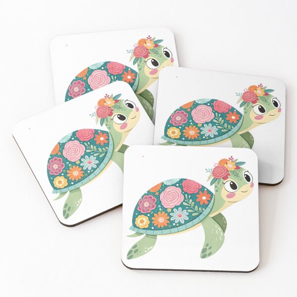 Item preview, Floral baby turtle designed and sold by trendspatterns.