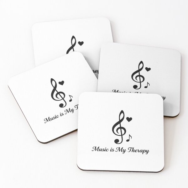 Item preview, Music Is My Therapy – Minimal Black and White Musical Quote Design designed and sold by Joyfulfabric.