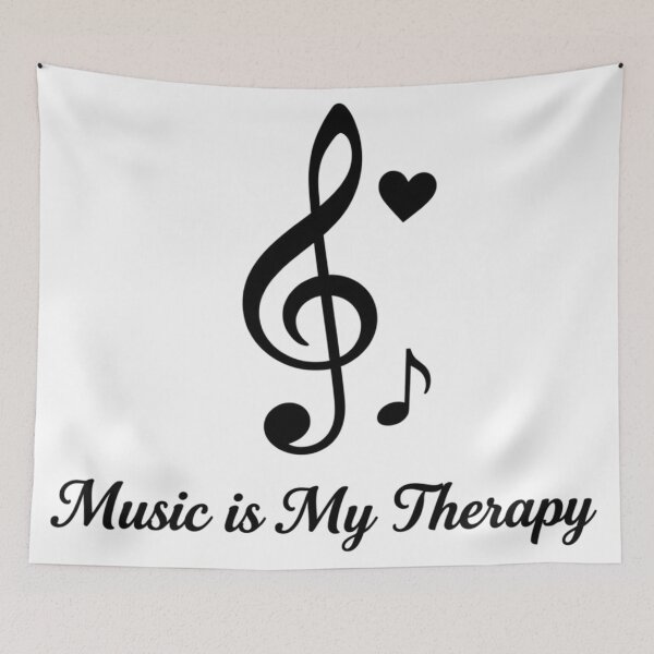 Item preview, Music Is My Therapy – Minimal Black and White Musical Quote Design designed and sold by Joyfulfabric.