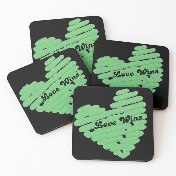 Item preview, Love Wins – Mint Green Hand Painted Heart | Minimalist Typography designed and sold by VariusDesigns.