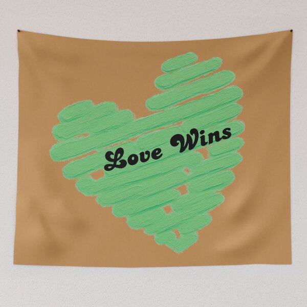 Item preview, Love Wins – Mint Green Hand Painted Heart | Minimalist Typography designed and sold by VariusDesigns.