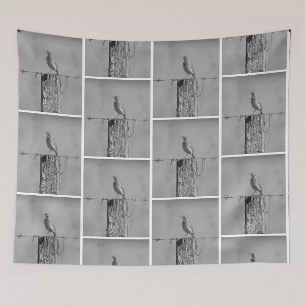 Item preview, Solitary Bird Perched on Weathered Fence Post designed and sold by paintartskcw.