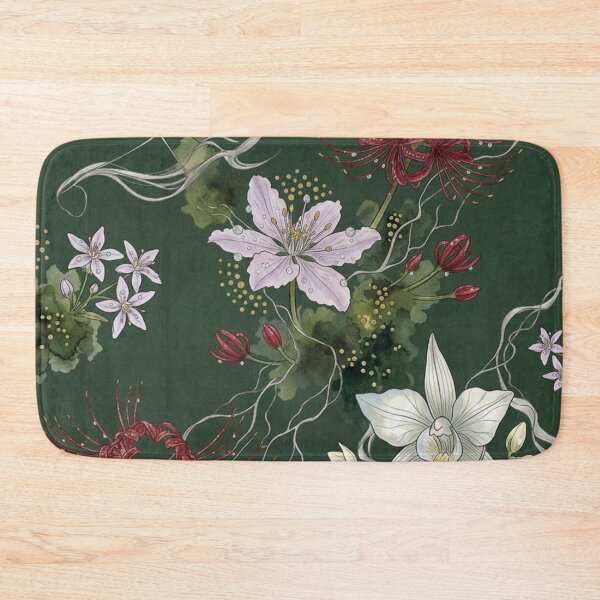 Item preview, Forest Alchemy Spider Lily Orchid Botanical - Dark Green Seamless Floral Pattern - Japanese Cherry Blossom Illustration - Asian Dark Romance Gift designed and sold by WitchyBotanicaArt.
