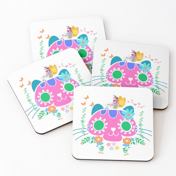 Item preview, Colorful Floral Sugar Skull Cat with Butterflies designed and sold by WhimsyWolfDsgns.