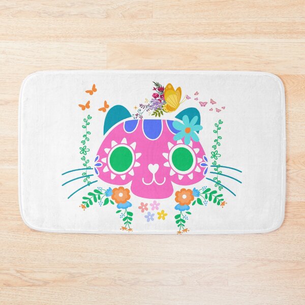 Item preview, Colorful Floral Sugar Skull Cat with Butterflies designed and sold by WhimsyWolfDsgns.