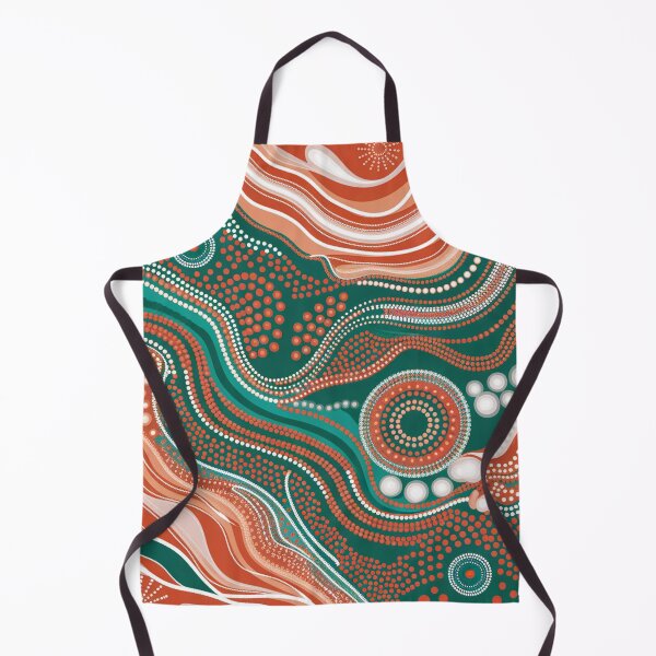 Item preview, Aboriginal Dot Painting Bedding Set Running River Green Orange designed and sold by AboriginalartVI.