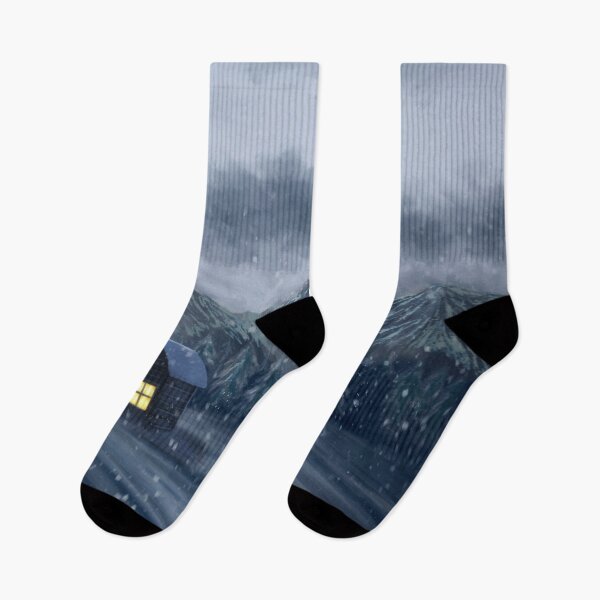 Item preview, Lonely cabin in winter forest while snowing designed and sold by Witseart.