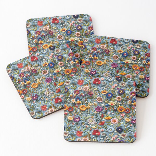 Item preview, Floral Embroidery Phone Case for Mom | Vintage Stitched Flower Journal for Students | Colorful Hand-Stitched Floral Blanket for Grandma | Elegant Embroidery Pattern Tote Bag for Nurse designed and sold by VivaFy.