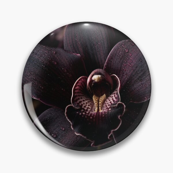 Item preview, Dark Botanical Photorealistic Orchid - Burgundy Black Macro Photography - Water Drops Moody Floral Art - Fine Art Orchid Print - Dark Romantic Gift designed and sold by WitchyBotanicaArt.