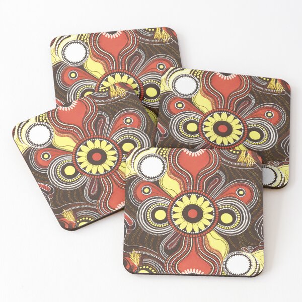 Item preview, Aboriginal Dot Painting Bedding Set Red Earth designed and sold by AboriginalartVI.