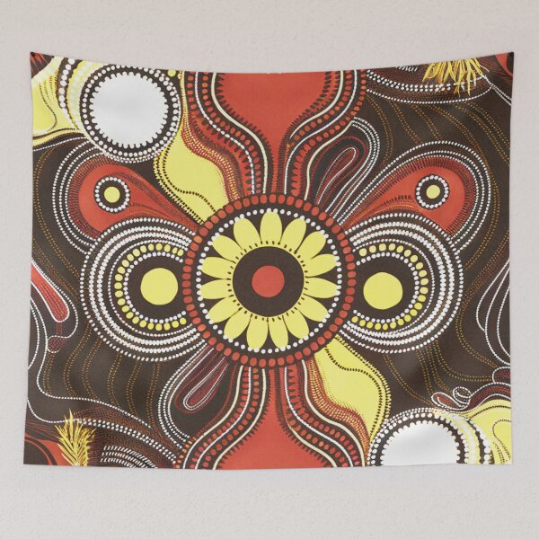 Artikelvorschau, Bettwäsche-Set mit Punktmalerei der Aborigines, Roterde entworfen und verkauft von AboriginalartVI.