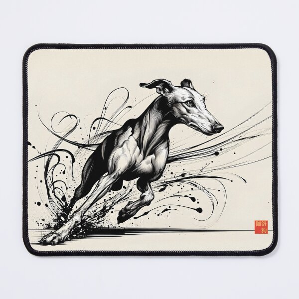 Item preview, GALOGO - Galgo in Motion – Sumi-e Greyhound Art Print with Ink Flow Lines designed and sold by GALOGO – Art for Sighthounds & Animal Welfare.