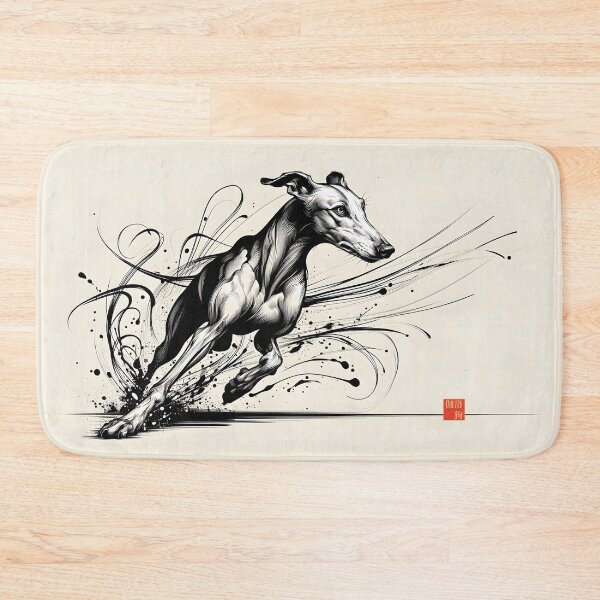 Item preview, GALOGO - Galgo in Motion – Sumi-e Greyhound Art Print with Ink Flow Lines designed and sold by GALOGO – Art for Sighthounds & Animal Welfare.