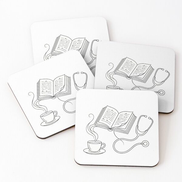 Item preview,  Minimalist Coffee and Medical Book Line Art designed and sold by sanorastyle.