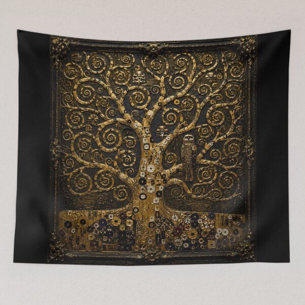 Item preview, The Tree of Life Framed Relief Art | Golden Owl Edition | Klimt Inspired Museum Wall Decor designed and sold by ManJiangHong.