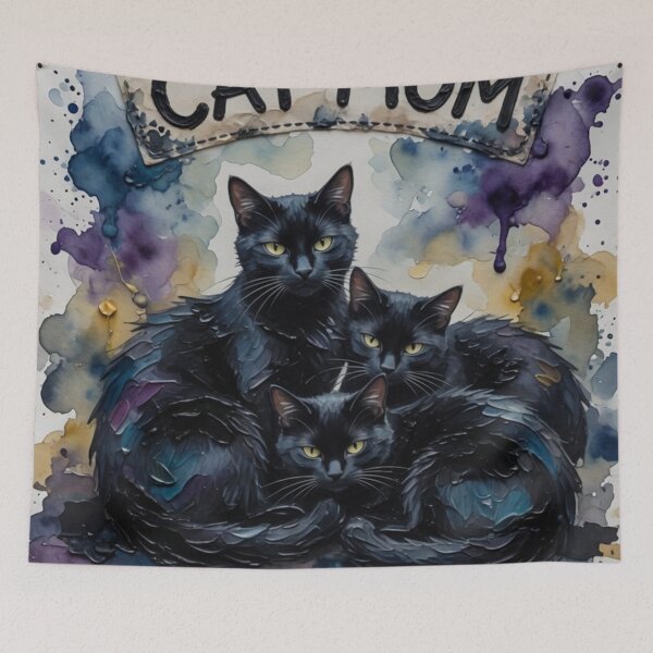 Item preview, Certified Cat Mom Black Cats Watercolor Art designed and sold by Pioneer Spirit Market.