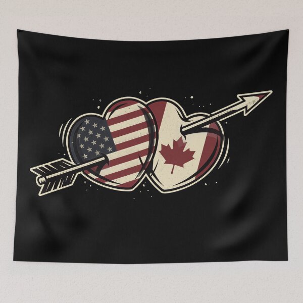 Item preview, USA Canada Friendship Heart American Canadian Flag Maple Leaf Gift designed and sold by Majnon8bp.