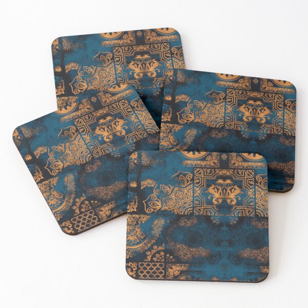 Item preview, Moody Teal Gold Andalusian Surface Pattern designed and sold by arteresting-art.