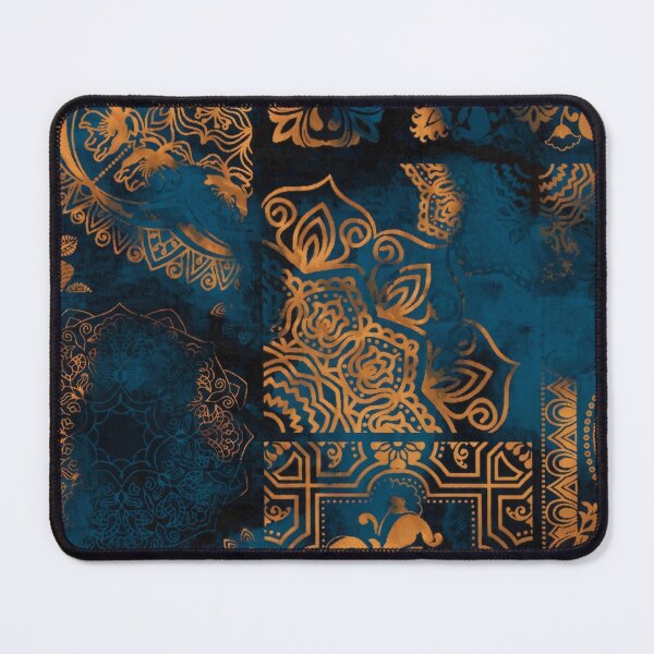 Item preview, Moody Teal Gold Andalusian Surface Pattern designed and sold by arteresting-art.