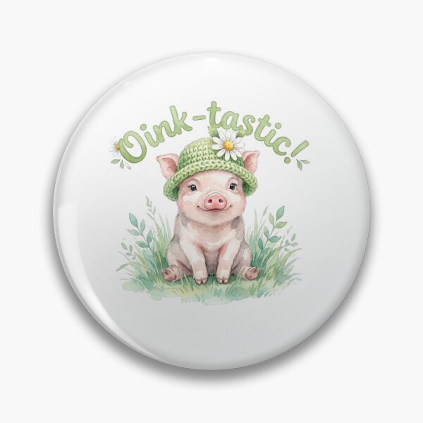 Item preview, Cute Watercolor Baby Pig in Crochet Hat - Oink-tastic! designed and sold by katiecorners.